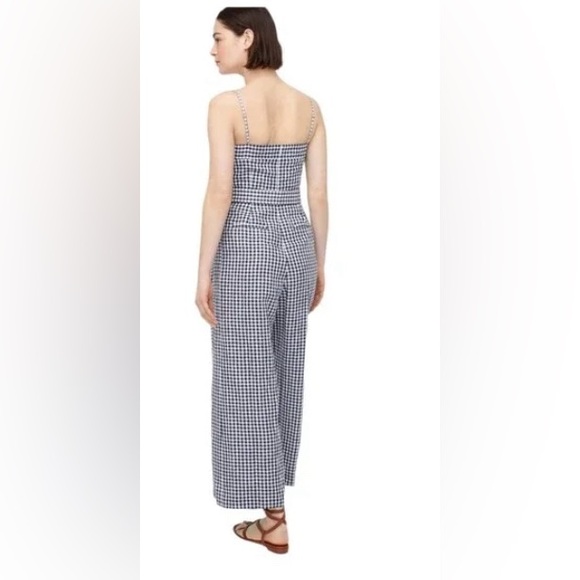 💥PRICE DROP💥 Tie Waist Gngham Linen Jumpsuit - Picture 3 of 7